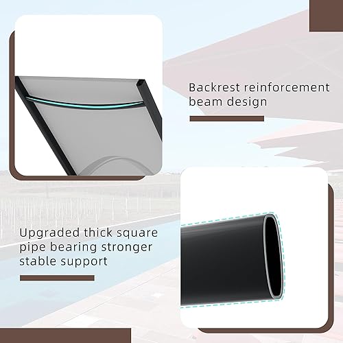 Miniatura 6 de Shintenchi Juego de 2 tumbonas para patio, tumbona de piscina con brazo, silla de salón al aire libre con 5 respaldos ajustables, sillón reclinable