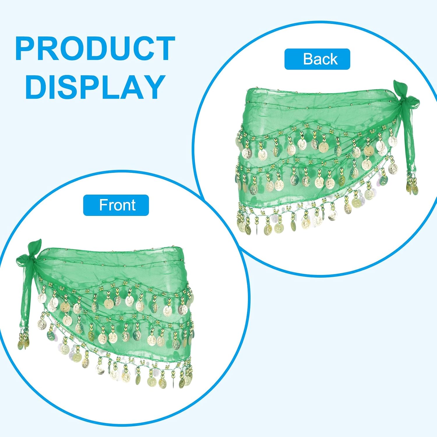 MECCANIXITY Belly Dance Hip Scarf Sequins Wrap - Image 5