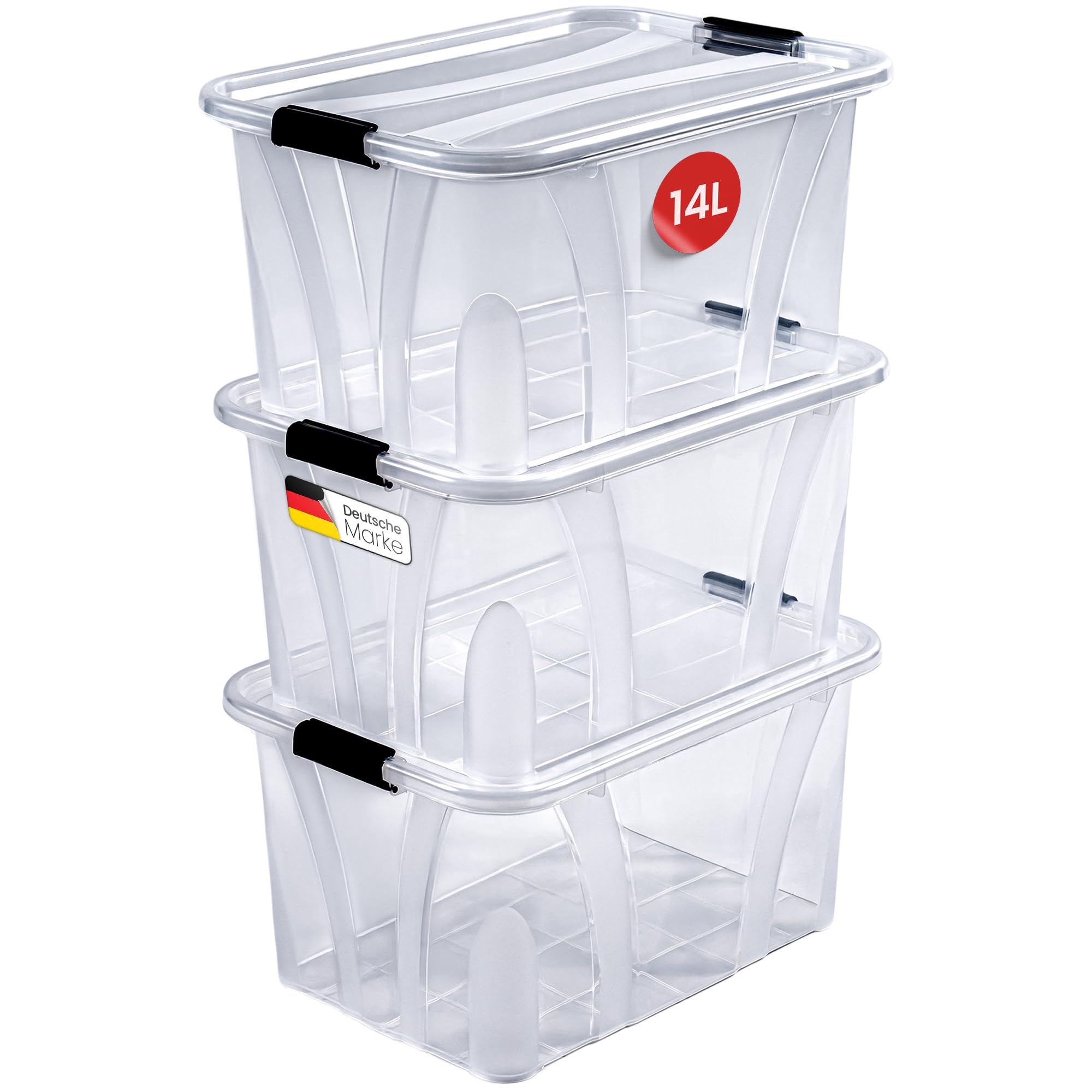 KONZEPT BPA-freie Aufbewahrungsbox mit Verschlussclips (14L-3er Set) für Babyfutter und -geräte