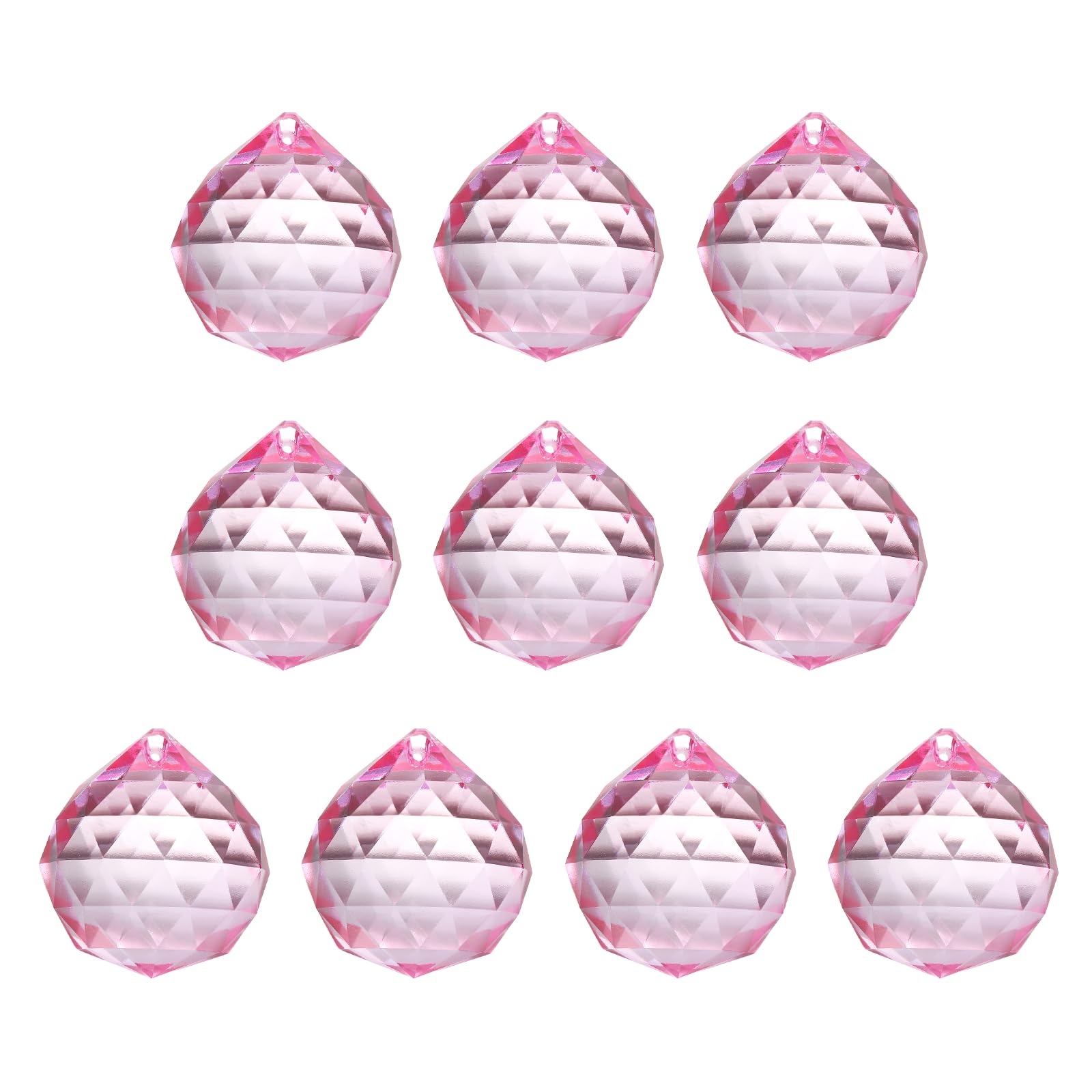 YELARXI Crystal Ball Prisms, Sun Catcher Hanging Prism Sun Catcher Pendant 18mm / 0.71Inch & 10 Pack & Pink-Fitting for (Outdoor/Indoor/Windows/DIY Decor/Feng Shui/Chandelier)