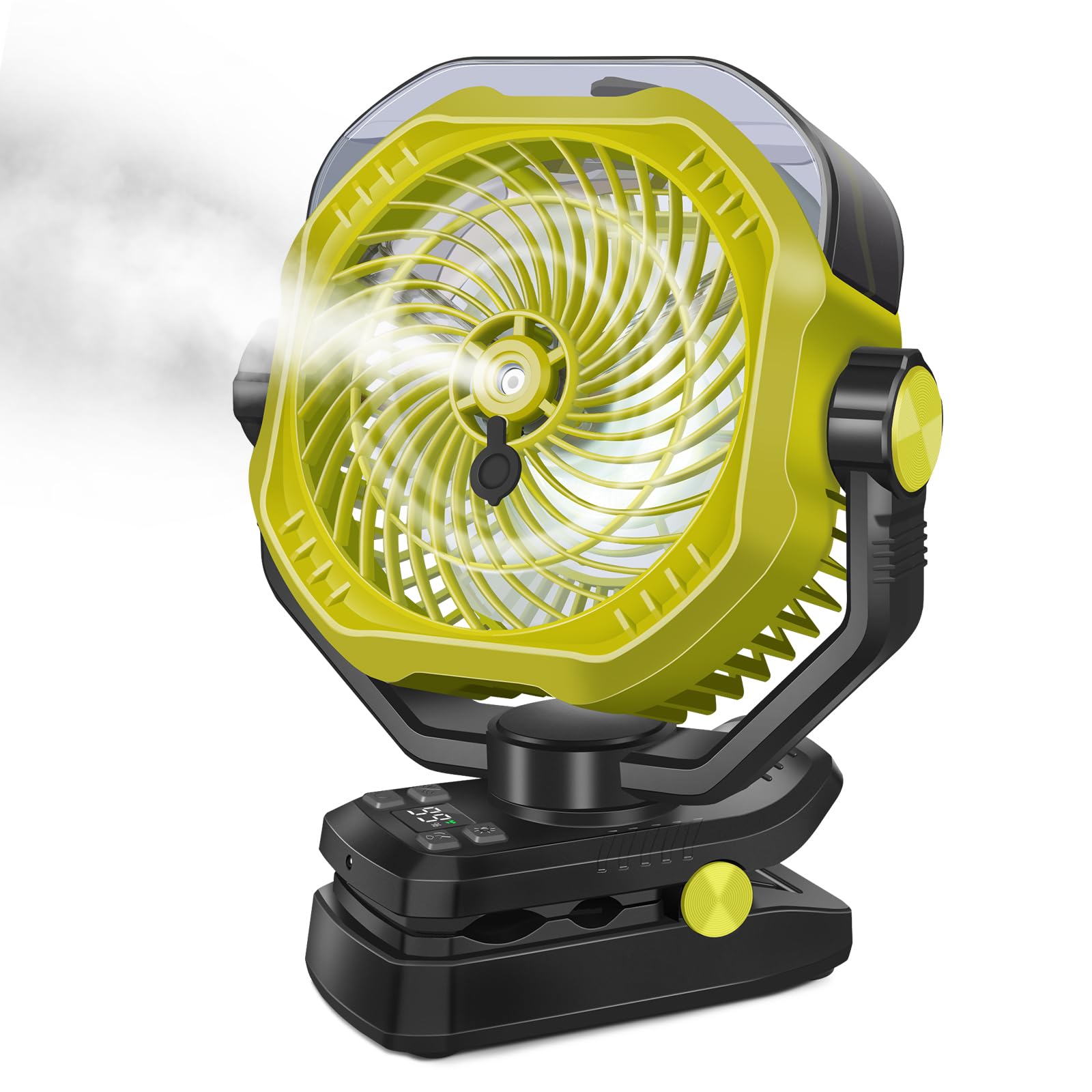 Photo 1 of **MISTING FUNCTION NON-FUNCTIONAL*** Portable Rechargeable Misting Fan with 12oz Mist, Battery Life Display, Remote, Timer, Light, 5 Speeds, 9-Inch, 20000mAh 120H Battery Powered Clip Fan for Stroller, Travel, Outdoor, Poweroutage
