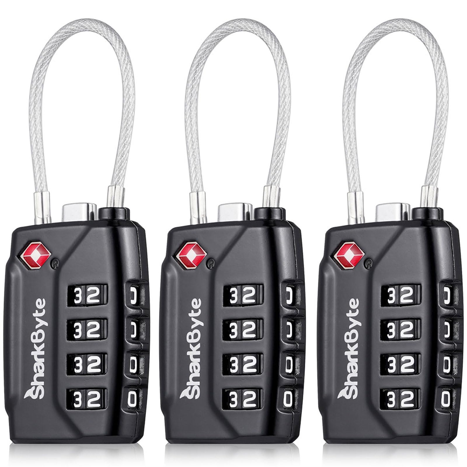 SharkByte Lot De 2 Cadenas à Combinaison Approuvés Par La TSA Cadenas