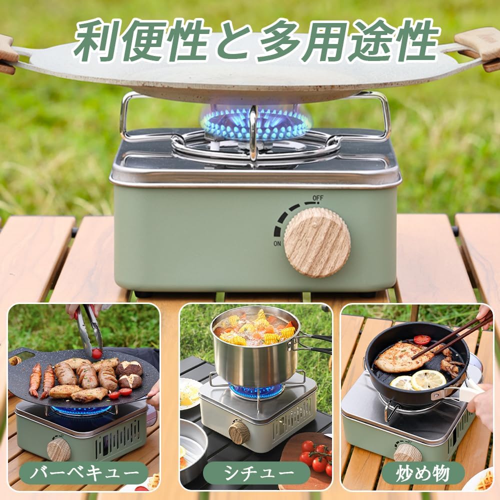 ミニカセットコンロ アウトドア 小型 超軽量ポータブル カセットコンロ 防災に適した一台二役 強火力 バーベキュー 卓上アウトドアクッキング速加熱ヒーター 電源不要 コンロ キャンプ カセットコンロ ガスタンク式 屋内 屋外兼用 (オフホワイトプラス収納袋)