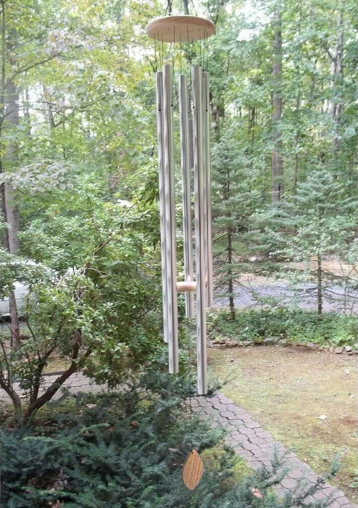 ktopnob 5' Big Extra Large 57" Wind Chime Deep Tone Tuned Resonant Bass Sound Church Windchime Outdoor Unique Memorial Sympathy-Garden Hanging Decorations Yard Bells, Silver