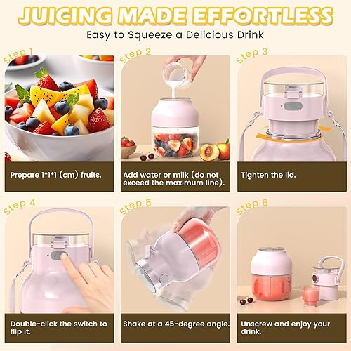 Miniatura 4 de Licuadora portátil de tamaño familiar de 50 onzas para batidos, batidos y jugos, verdadera licuadora sobre la marcha con remezcla para oficina,