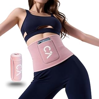 Waist Trimmer Belt for Men & Women – Silver Ion Sweat Sauna Belt with Phone Pocket & Anti-Slip gifts for women