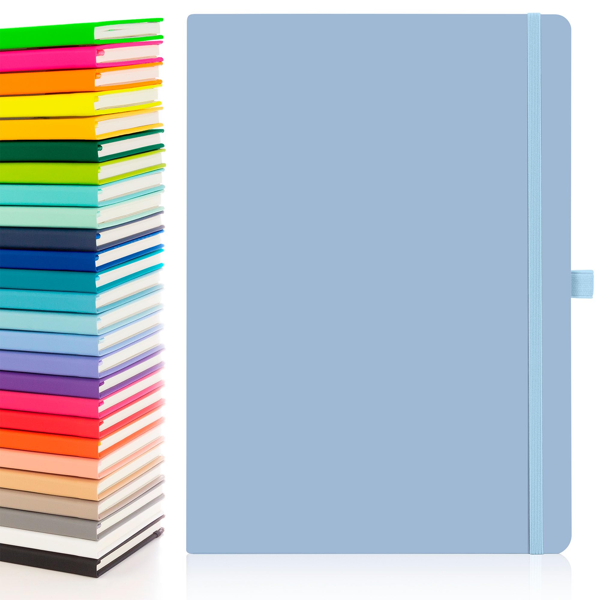 Notes London Eco A4 Notebook with Lined Pages, Pen Loop, Ribbon, Date Marks and Paper Pocket, Pocket Hardback Journal, Note