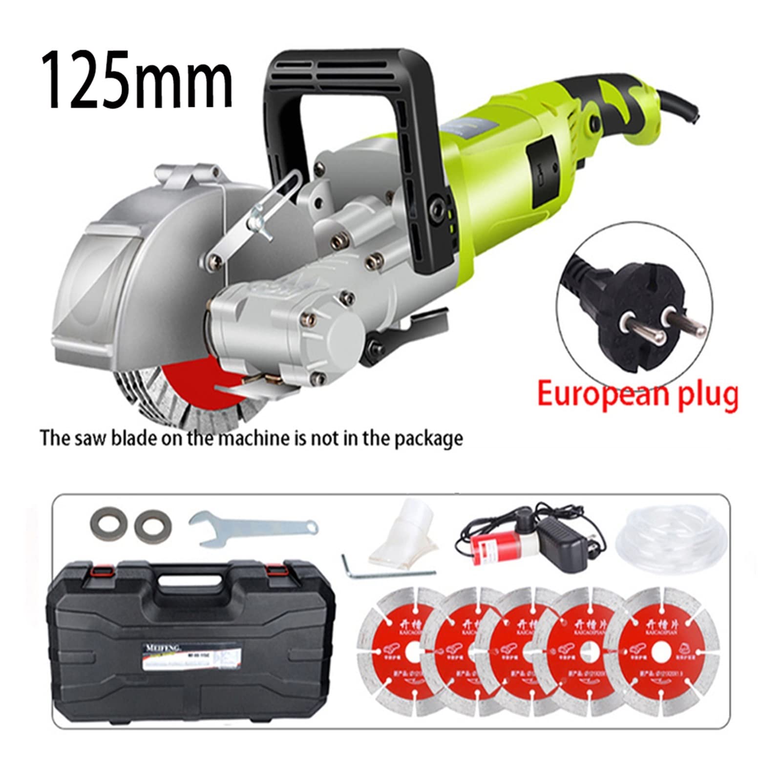 Rozadora Pared, 4000W Máquina de ranura de pared Máquina de corte de hormigón de acero Máquina de corte de pared eléctrica Chaser Saw Circular Sair herramienta eléctrica(115mm)