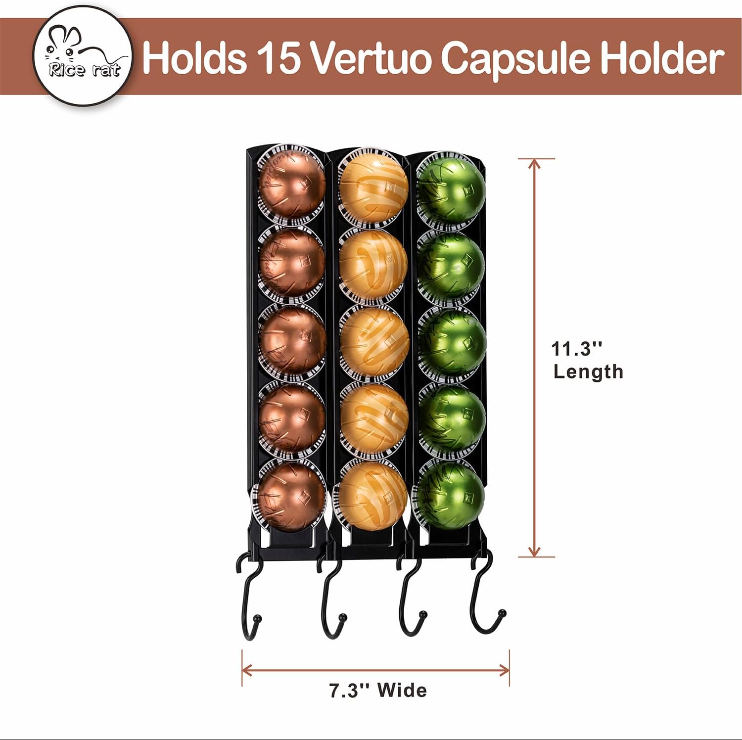Nespresso Pods Holder for Coffee Pod Holder Organizer Wall Mount Under Cabinet Coffee Maker（15 pods）
