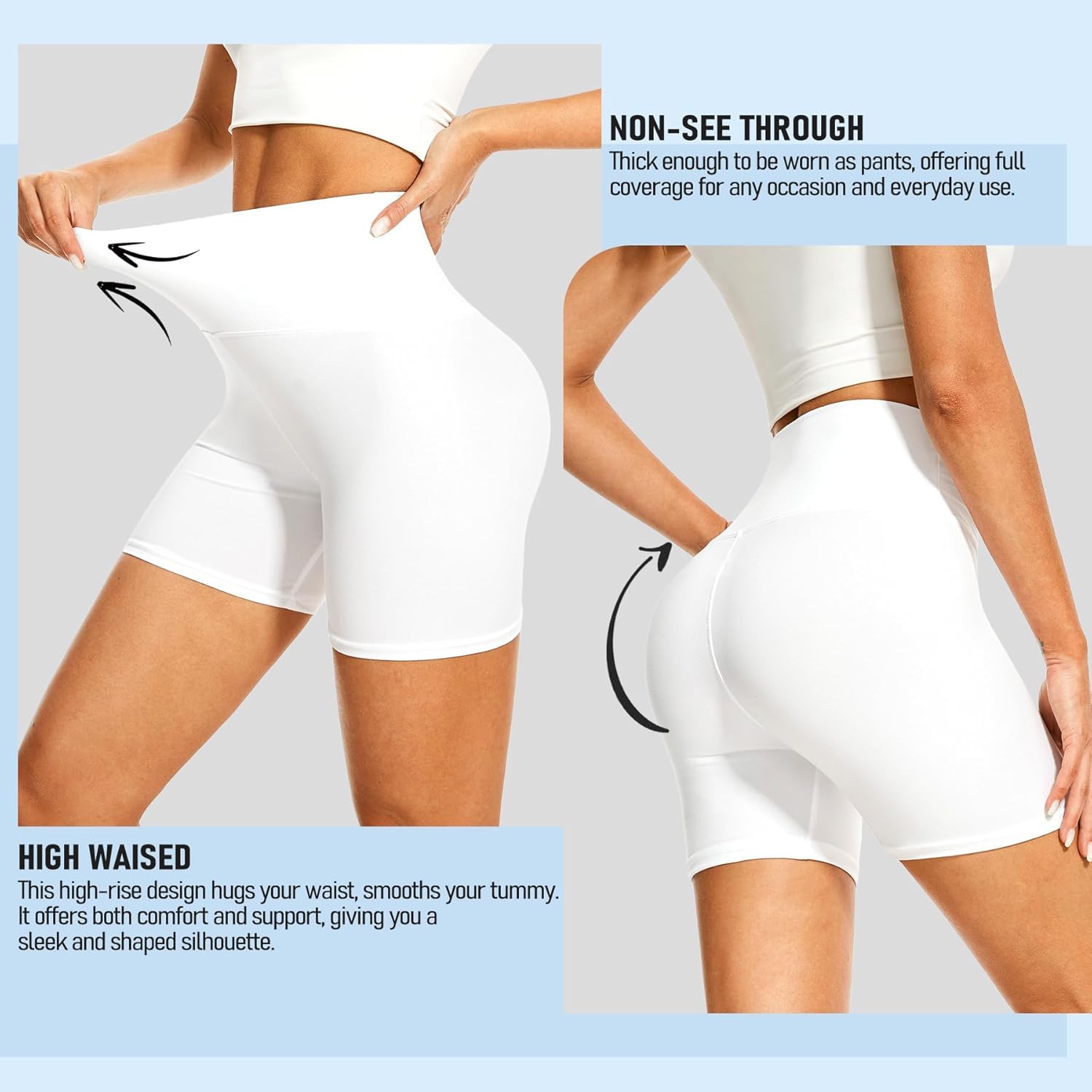 CTHH Biker Shorts for Women with Pockets - 5'' High Waisted Tummy Control Gym Yoga Workout cycling bike Shorts - Image 4