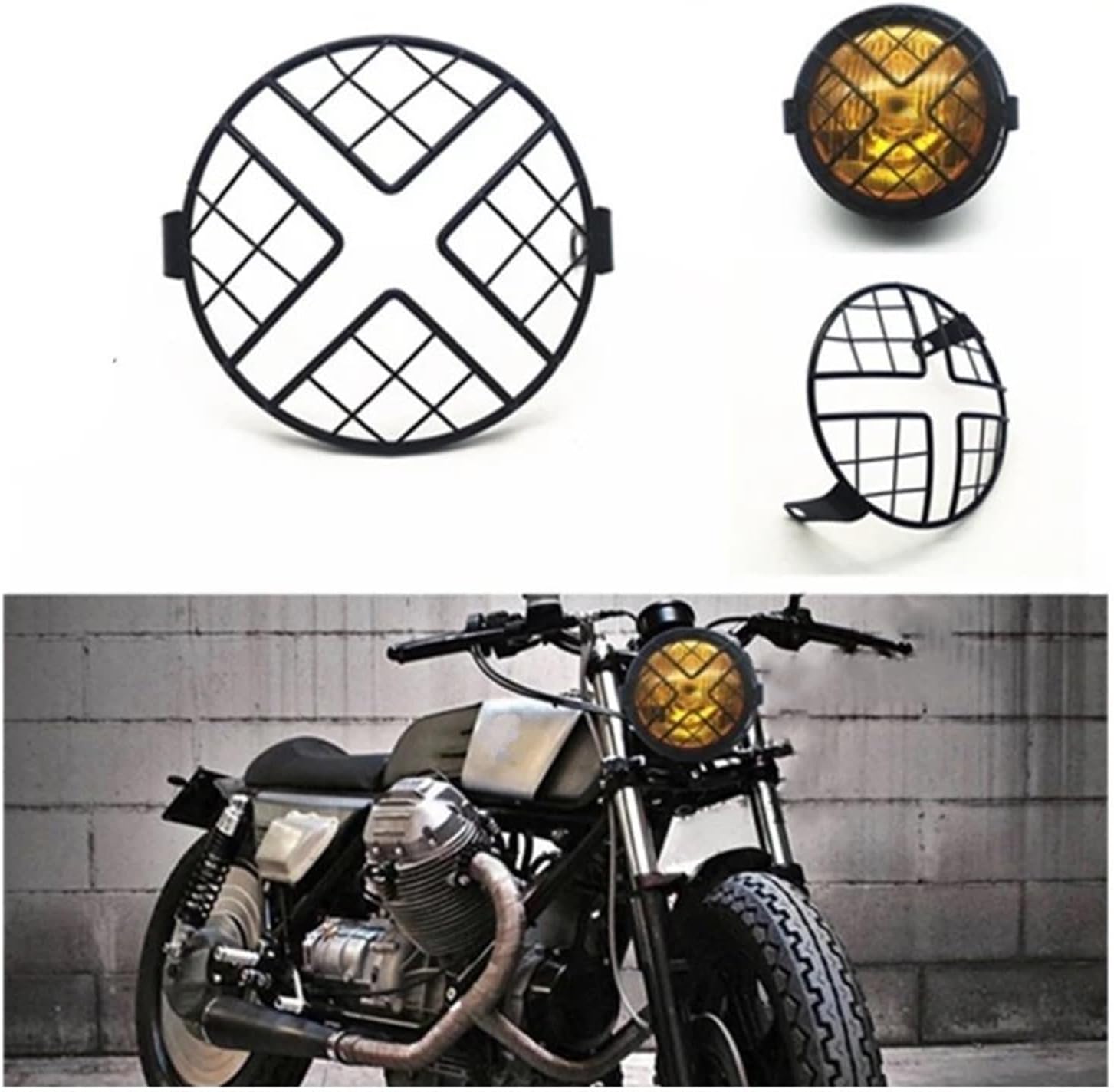 ヘッドライトグリル ガード スクーター延長ヘッドランプブラケットオートバイのヘッドライトフォグランプガードグリルカバーケースオートバ