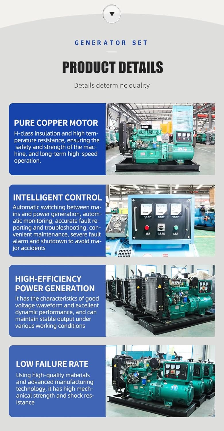 Powerful Generator, Compact Power Station, and Heavy-Duty Generator Set for Construction Zones, Farm Use with Low Oil Shutdown