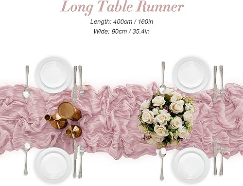 Miniatura 4 de Paquete de 10 caminos de mesa de estopilla de 13.3 pies, color verde oliva, bohemio, de gasa de 35 x 160 pulgadas de largo, romántico, transparente,