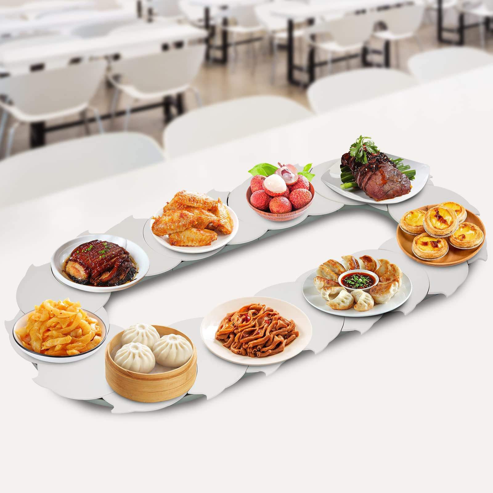 Plateau tournant 360 pour table à manger et grand plateau de service ajustable pour repas de Noël