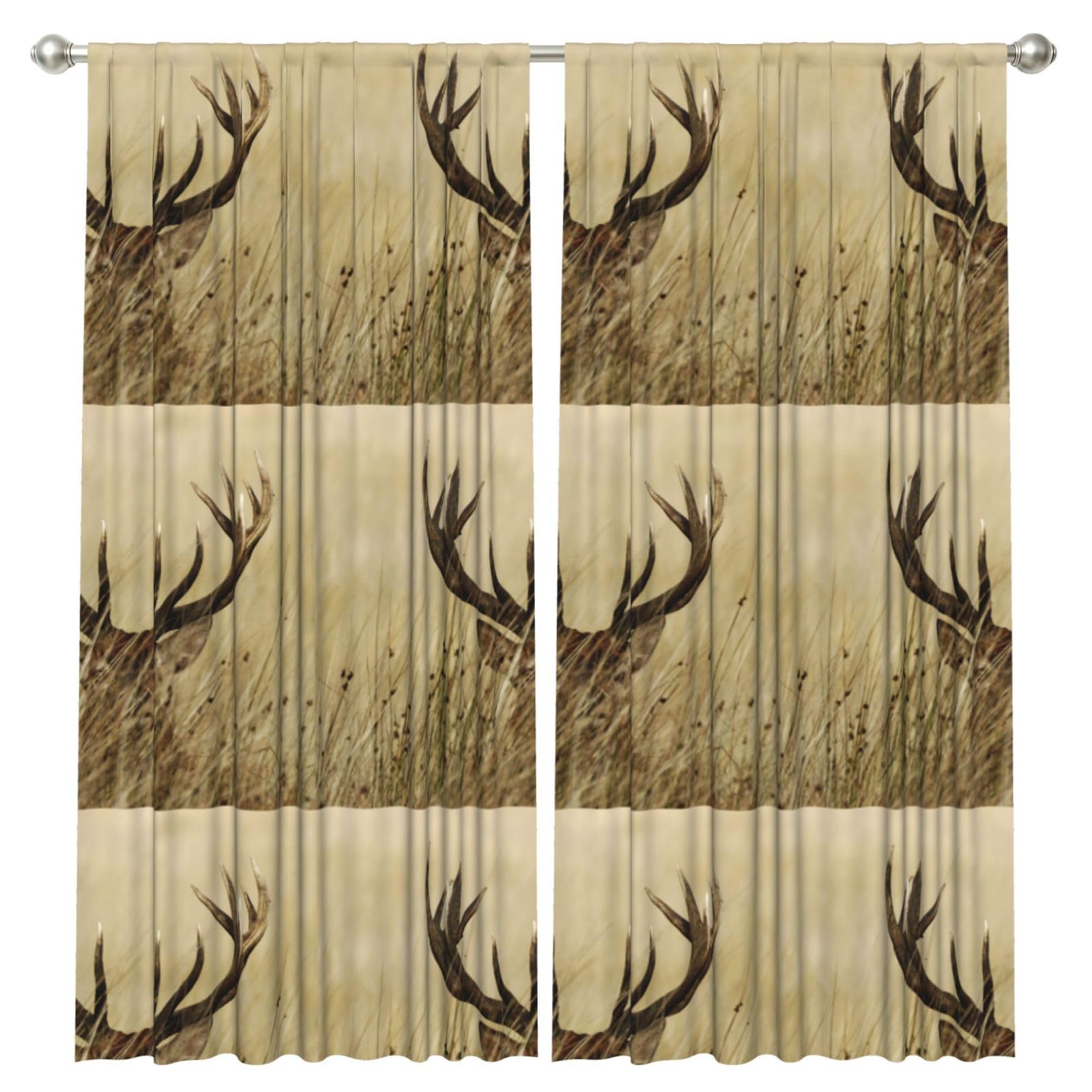 InOmak Whitetail Deer Fawn In Wilderness Stag, 2 Panels Window Curtains 52 x 84 Inch Blackout Curtains for Living Room Bedroom