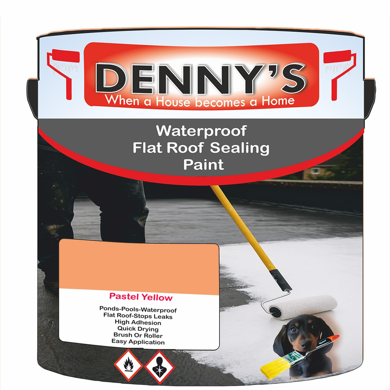 SCOOBYS PAINTS BACK IN THE MIX Chlorinated Rubber Flat Roof Paint – Waterproof Roof Sealer & Leak Repair Coating, Quick Drying, High Adhesion (Pastel Yellow, 1 Litre Tin)