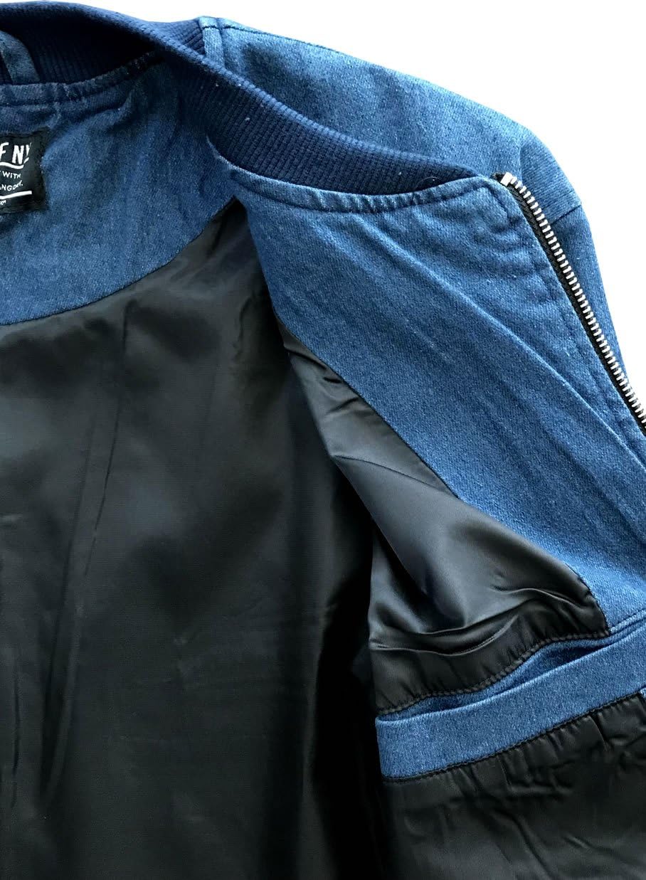 Kings Of NY Denim Mens Casual Lightweight Jean Bomber Jacket