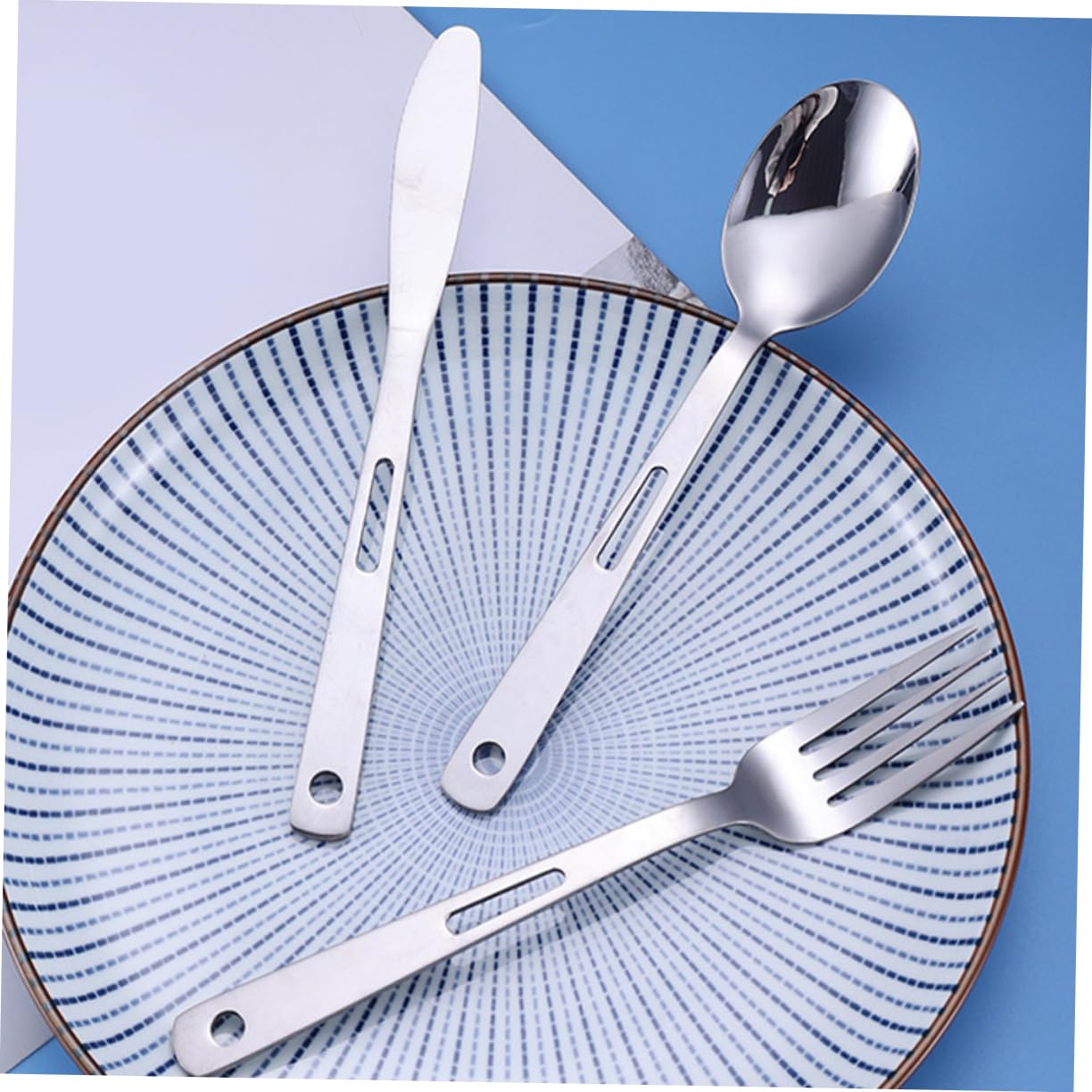 Gatuida Posate Da Campeggio in Acciaio Inox Cucchiaio Coltello Forchetta Stoviglie Portatili Per Picnic All Aperto Resistente e Riutilizzabile Leggero e Facile Da Trasportare