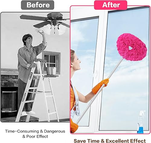 Miniatura 4 de Limpiador de ventilador de techo reutilizable de microfibra para ventilador de techo, limpiador de aspas extraíble con poste de extensión que se