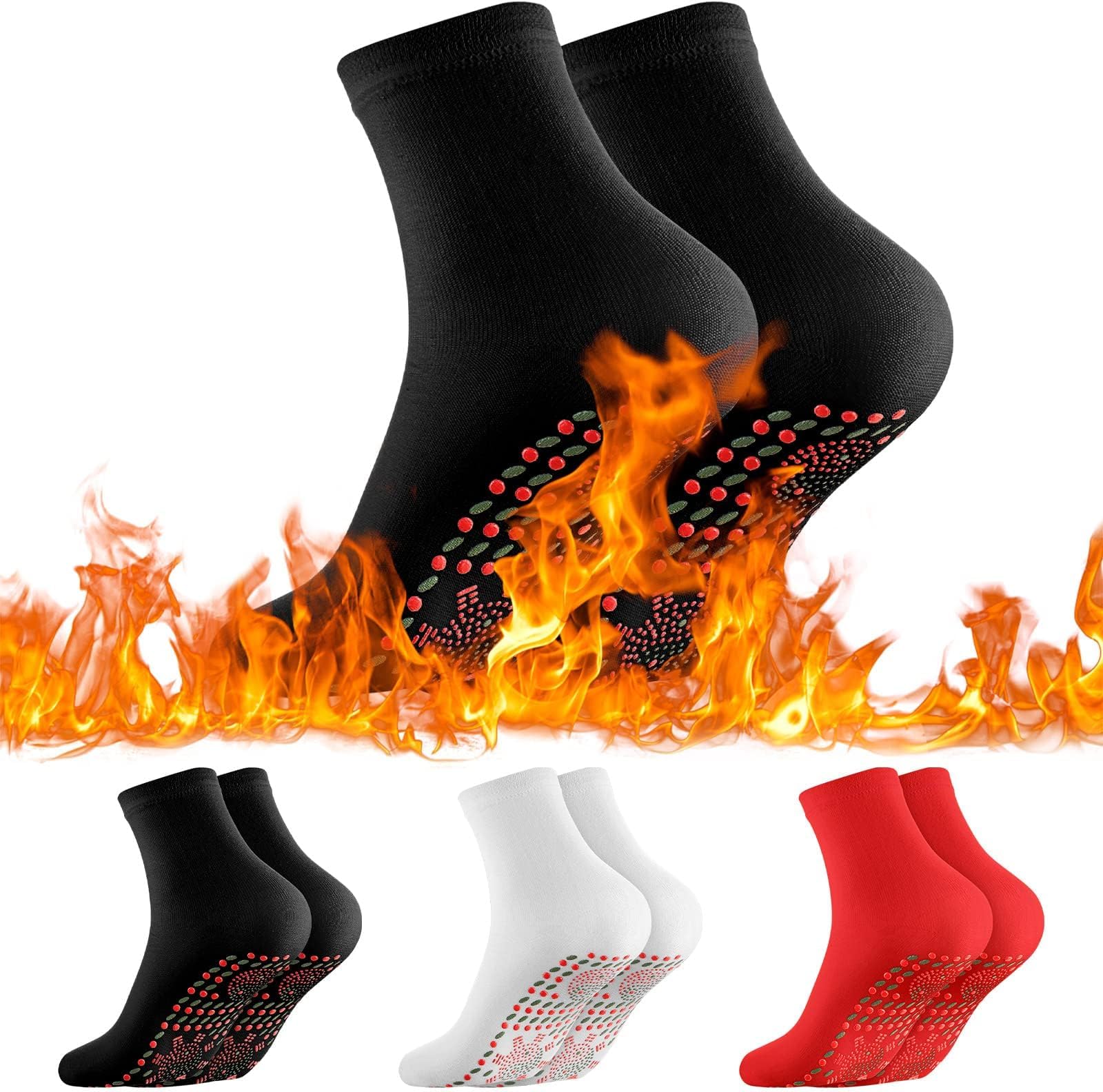 KASTWAVE Self Heating Socks, 3 Pairs Self Heating Foot Warmer Socks, Elastic Warm Foot Socks, Breathable Winter Cold Feet Warm Socks, Anti Freezing Camping Foot Warmers for Hiking Skiing Cold Winter