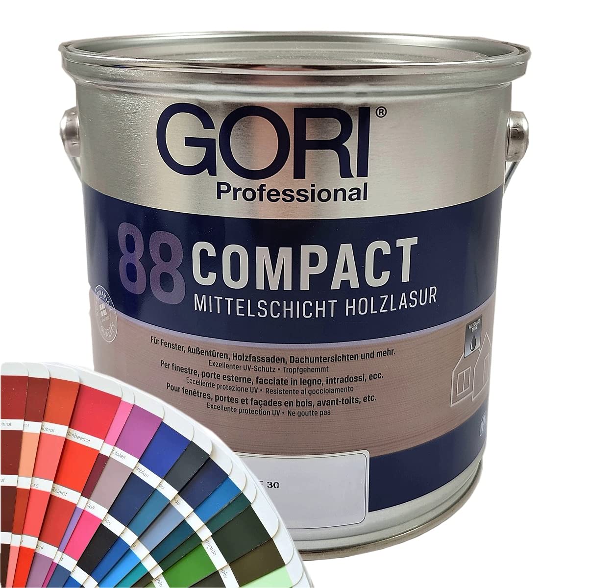 Gori 88 Compact Mittelschicht Holzlasur Sonderfarbtöne (2,50Liter, 2075 Antikweiss)