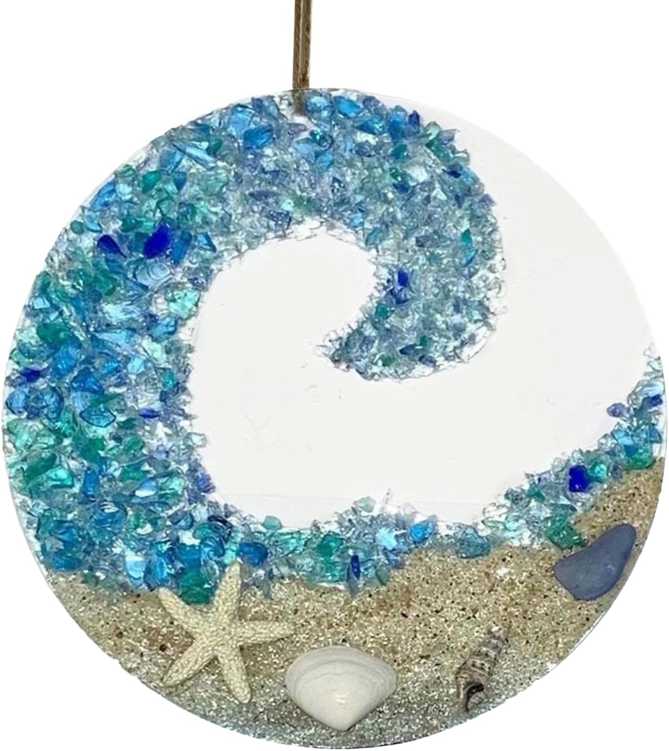 Sea Glass Sun Catcher 8cm Sea Glass Suncatchers Beach Crashing Ocean Wave Beach Sun Catcher Romantic Ocean Sun Catcher On Acrylic Circle Hanging Ornaments For Window Tree Christmas Decorations