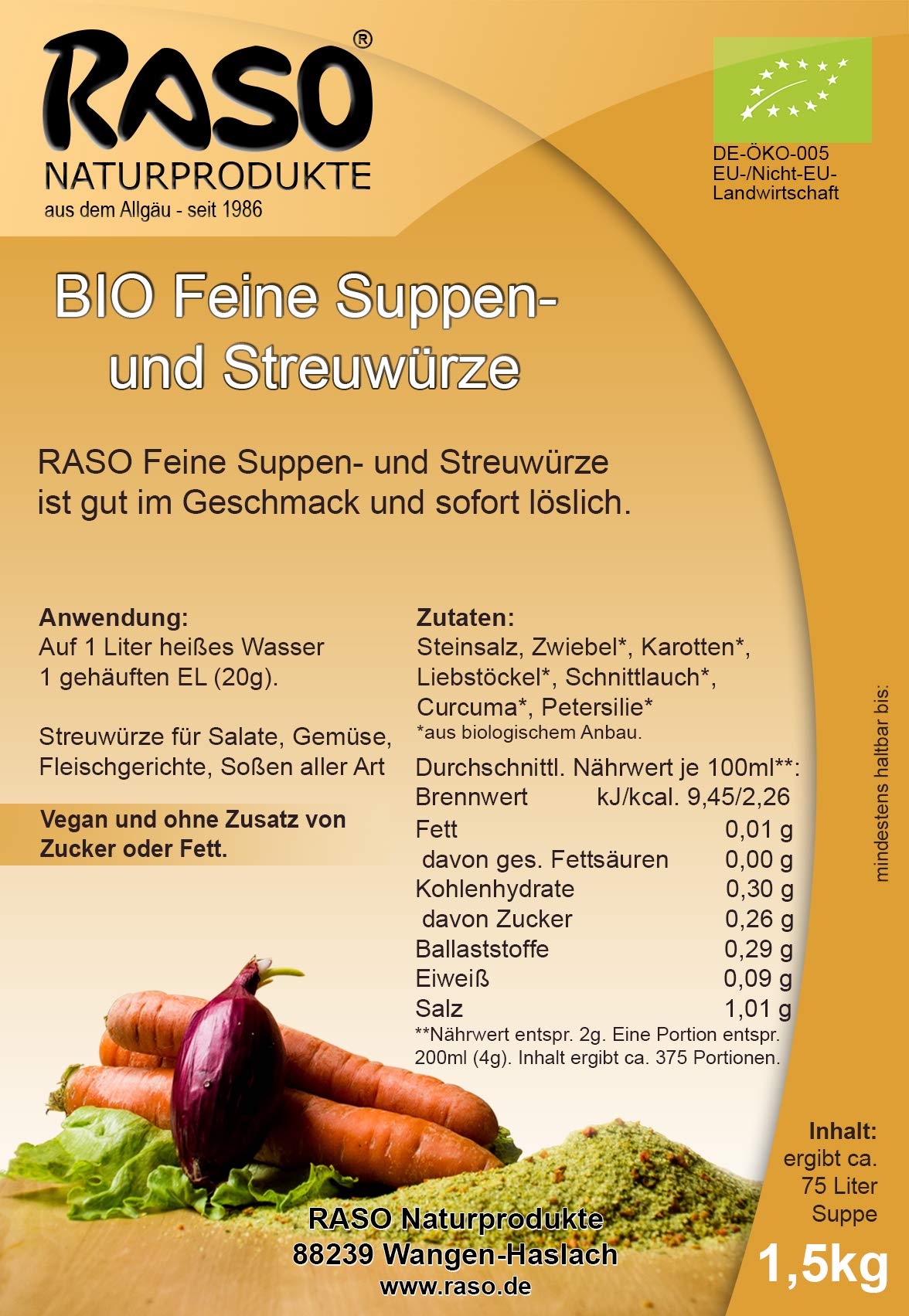 Abnehmen mit Fertigsuppen - (max. 0,64g Fett) BIO Suppen Pulver | BIO Suppenpulver Rezept - ohne Hefeextrakt, ohne Geschmacksverstärker