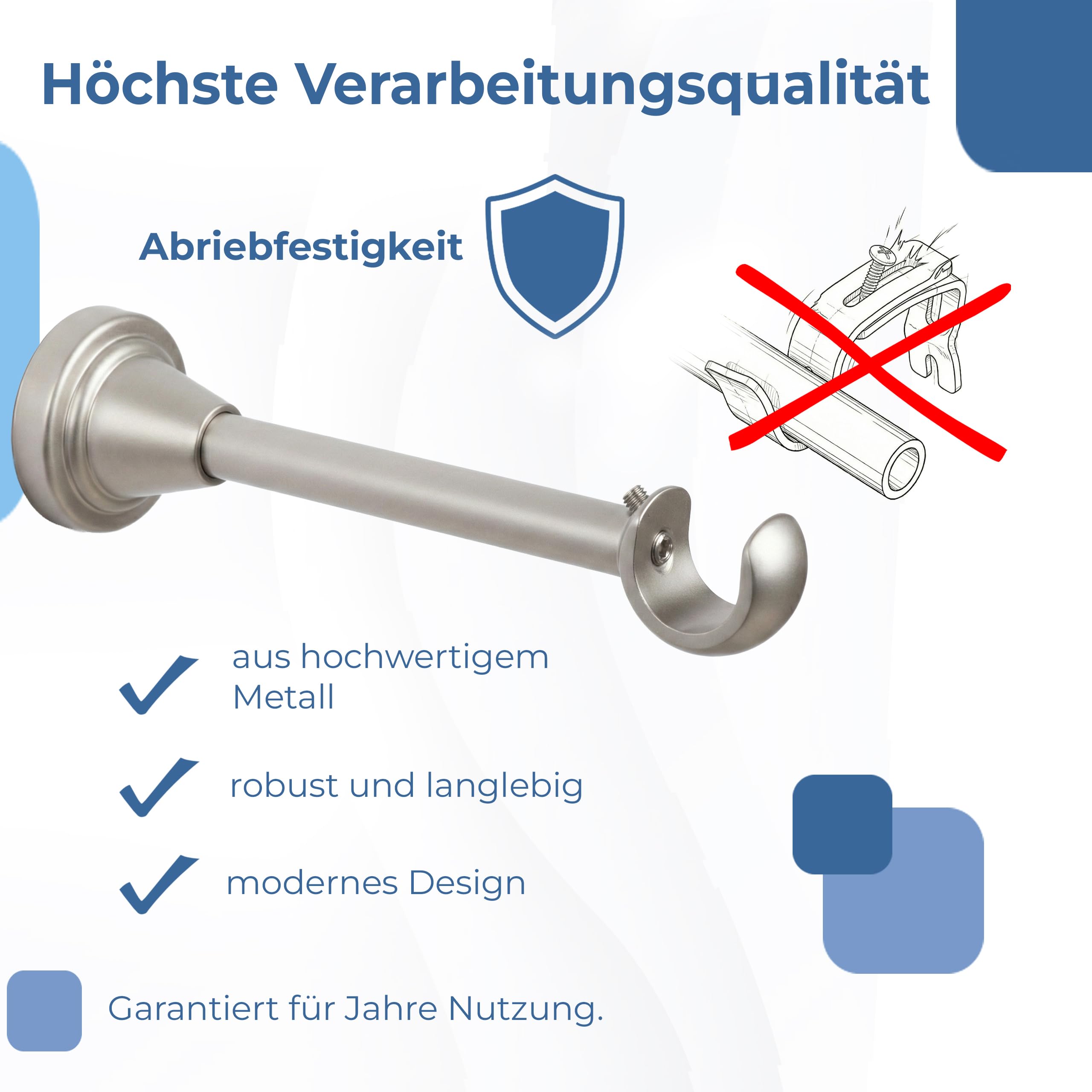 Gardinenstange Matt aus Stahl - Gordijnroede 400 cm - Elegante Modern Vorhangstange - 1-läufig stange vorhang - Karniesabschluss wählbar - Vorhang Stangen Gebürstet Porto