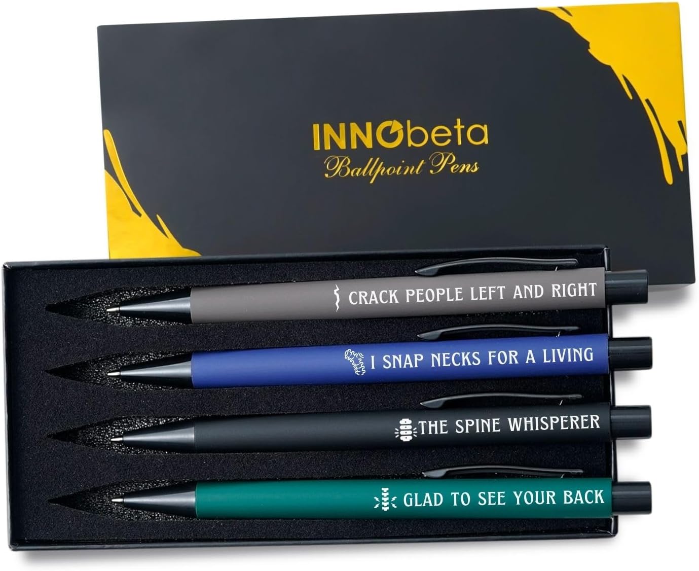 InnoBeta Chiropractor Gifts Ballpoint Pen Set of 4, Funny Gifts for Birthday, Christmas
