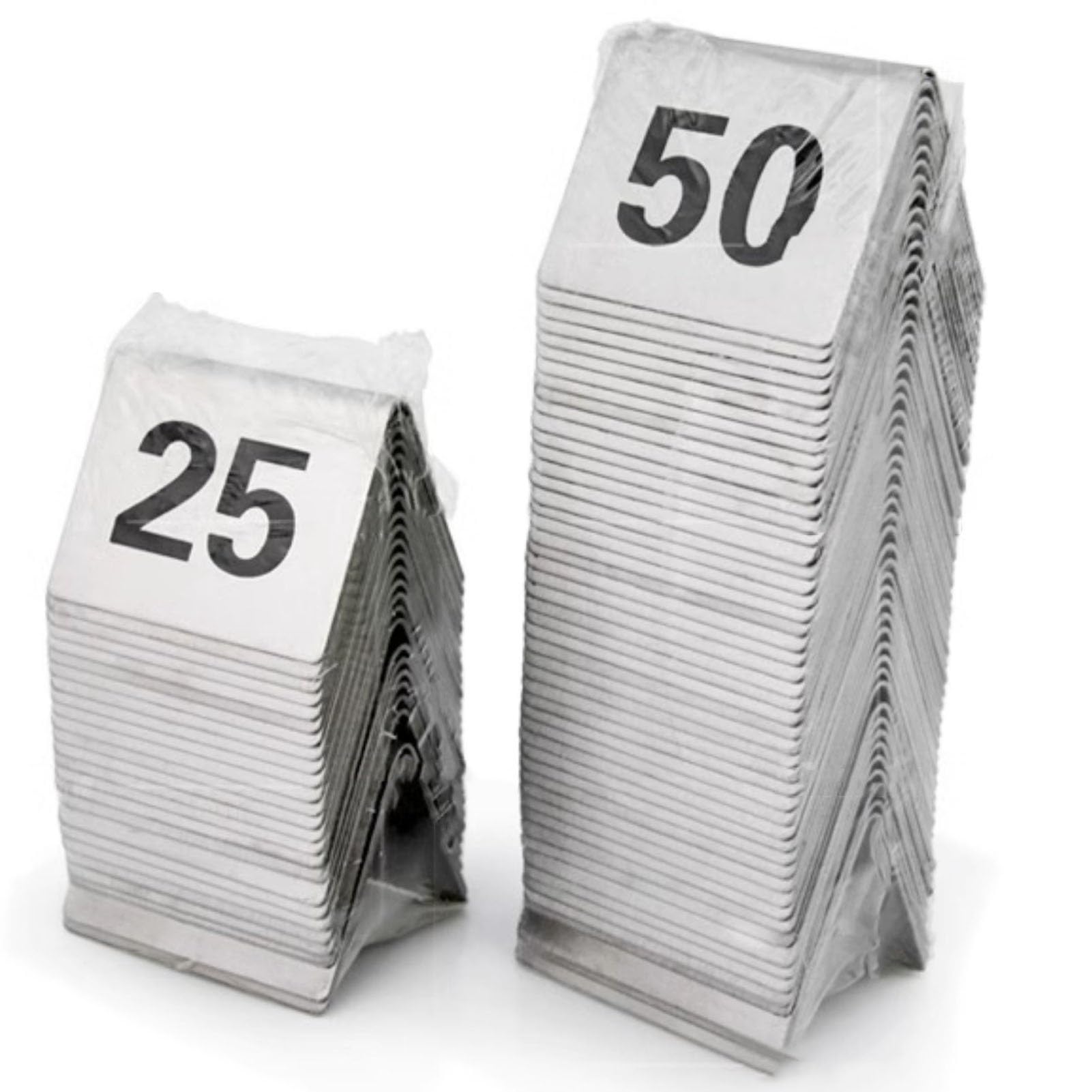 Números de Orden de Mesa de Restaurante de Doble Cara, Soportes de Acero Inoxidable fFor Números de Mesa, Tarjetas de Mesa Estilo Carpa for Cafeterías, Bares Y Banquetes(51~60)