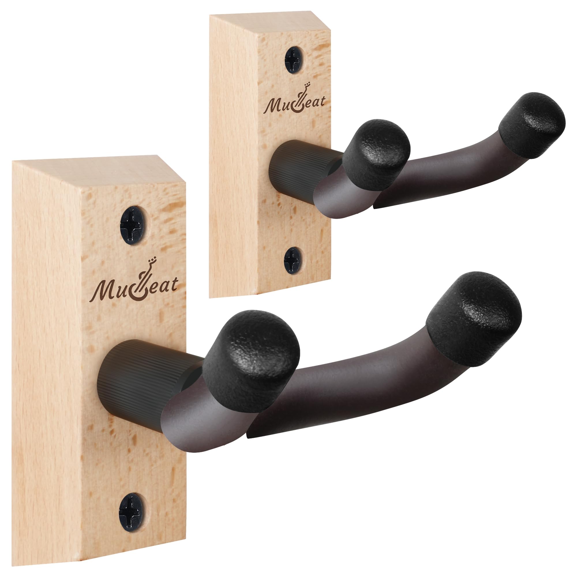 Musbeat Beech Ukulele Wall Mount 2 Pack, 45° V-Shaped Ukulele Hanger, Ukelele Holder Wall Mount For Banjo, Mandolin, Ukelele（Concert, Pineapple, Soprano, Tenor & Bariton）, Instrument Accessories Storage Display