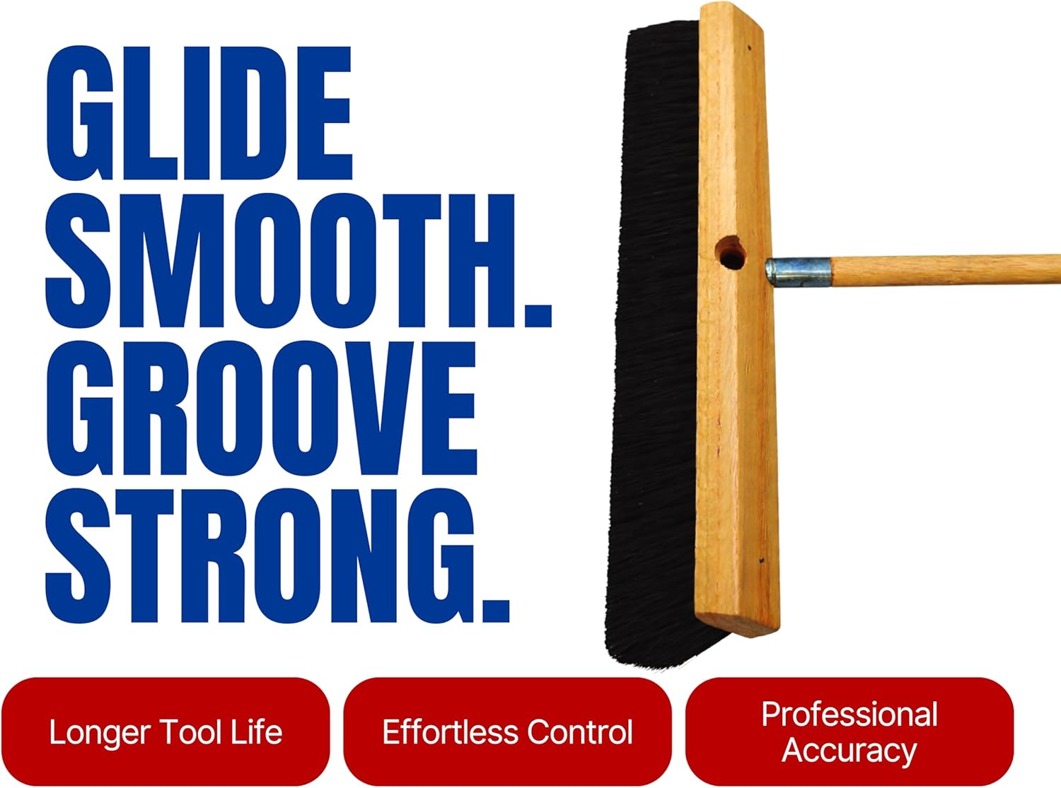 Bon Floor Broom 18 in. with 3 in. Black Horsehair Bristles and 5 ft. Wood Handle for Dry Sweeping Smooth Floors