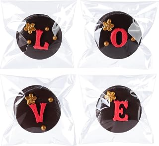 500Pcs 3.5 x3.5Inch Self Sealing Cellophane Bag Single Chocolate Covered Oro Bags Macaron Bags Cookies Treat Bag Packaging for Brownie Soap Candy Gift Wedding Shower Birthday Party Favors