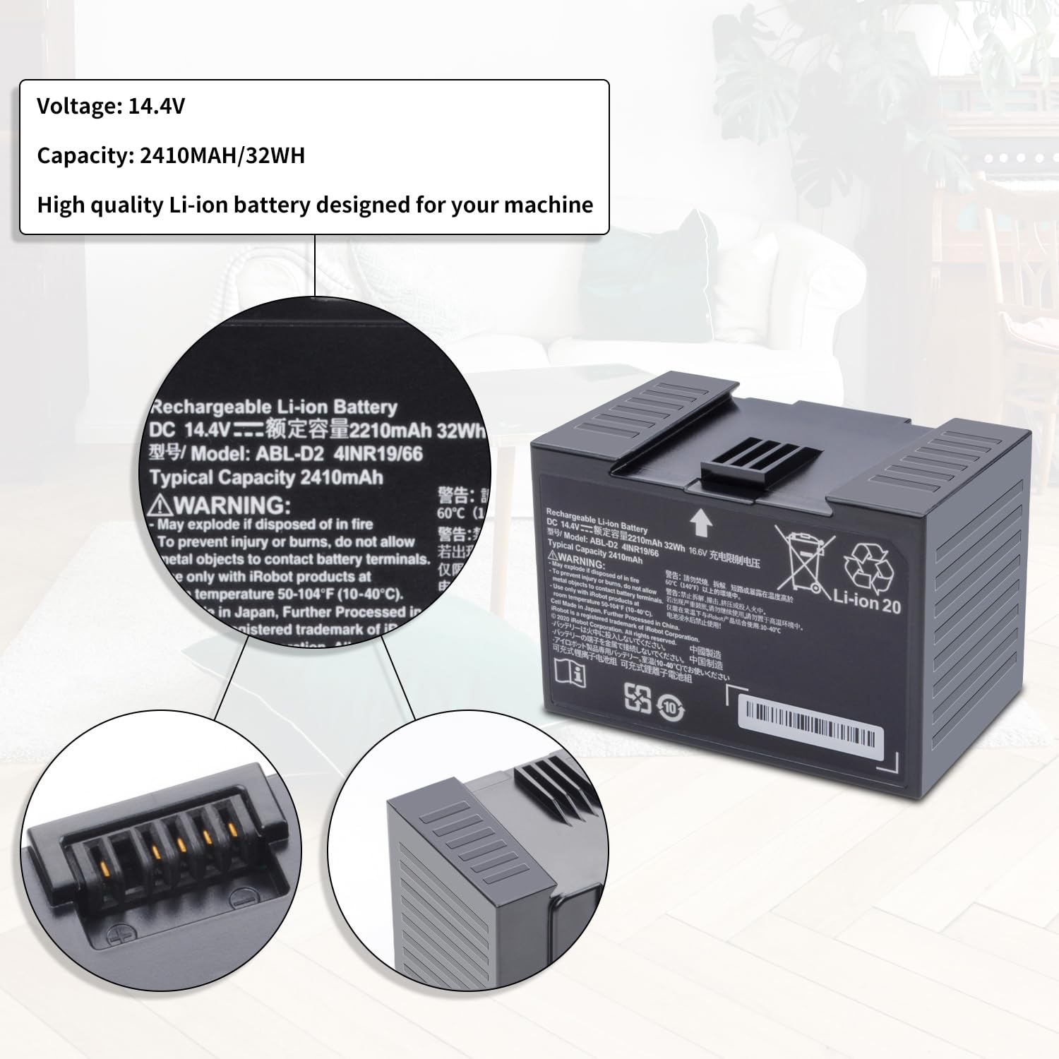 Amazon.com: ABL-D2A ABL-D2 Battery for iRobot Roomba j7 i4 j8+, j7