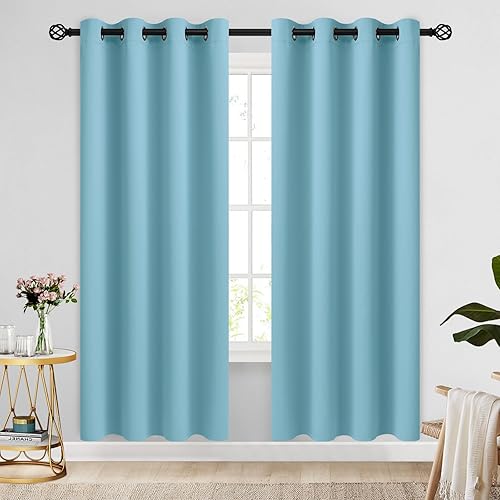 Miniatura 206 de COSVIYA Cortinas 100% opacas para dormitorio con forro negro, bloqueo de luz completa, aislamiento térmico y ojales, tratamiento de ventana de 54