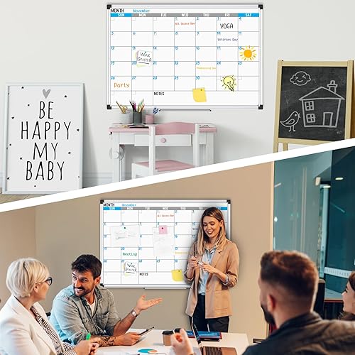 Miniatura 6 de XBoard Calendario magnético pizarra blanca de 48 x 36 pulgadas, calendario mensual, pizarra blanca + tablero de calendario colorido, tablero de