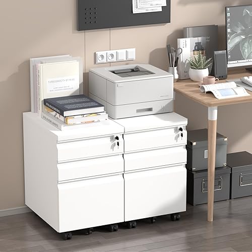 Miniatura 16 de LUCYPAL Archivador de 2 cajones con cerradura, archivadores verticales de metal para oficina en casa, gabinete de almacenamiento debajo