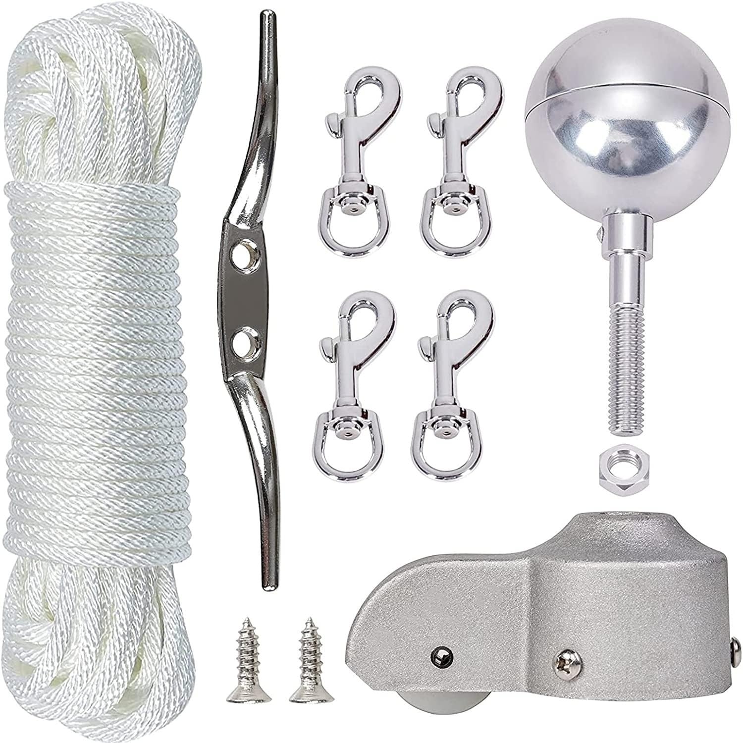 Corda in nylon resistente da 3/8 per stendere i panni all'aperto, mantiene il bucato asciutto in modo sicuro. Ornamento a sfera per asta della