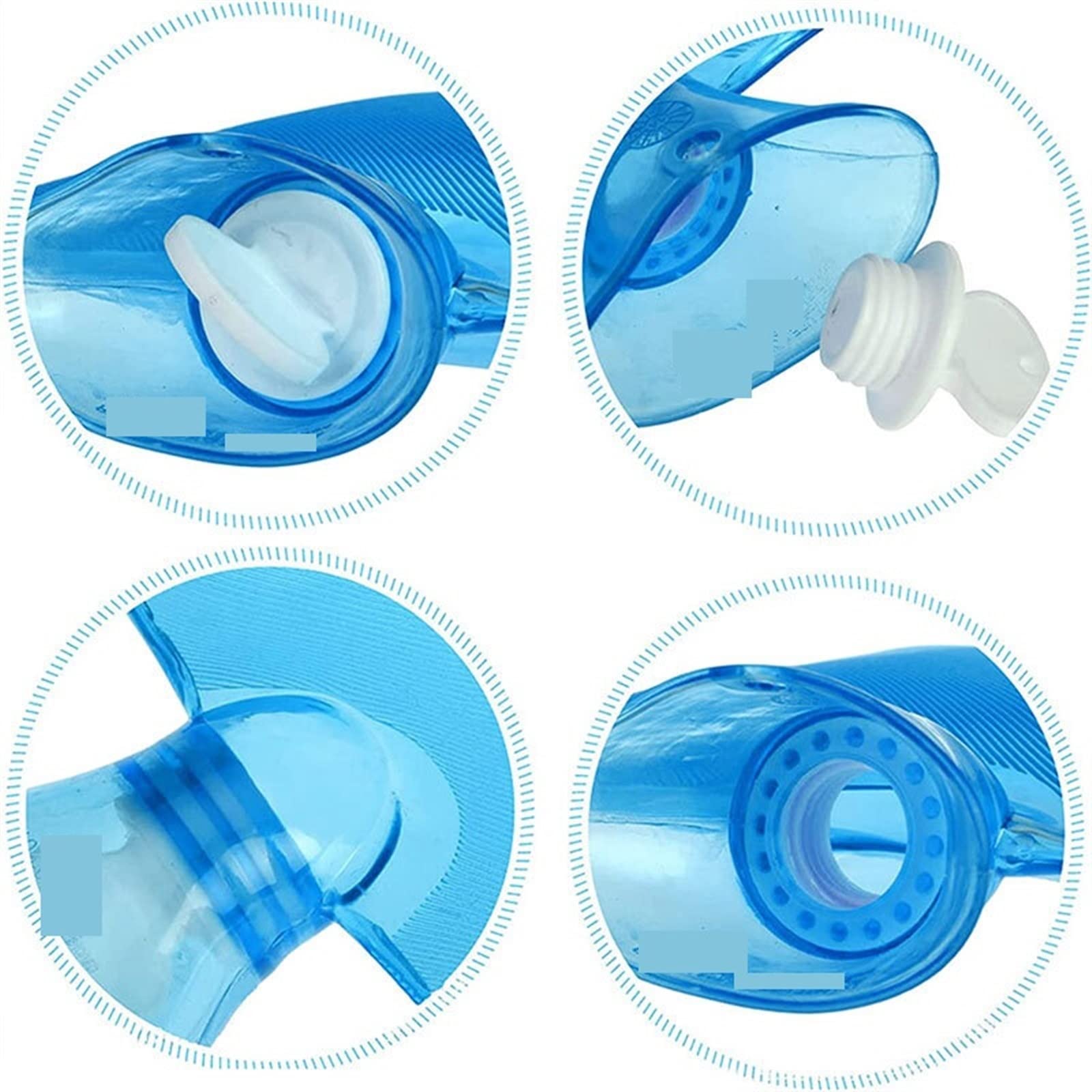 Botella de agua caliente goma inyección con tapa, botella bolsa invierno calentadora pies mano(Grey)