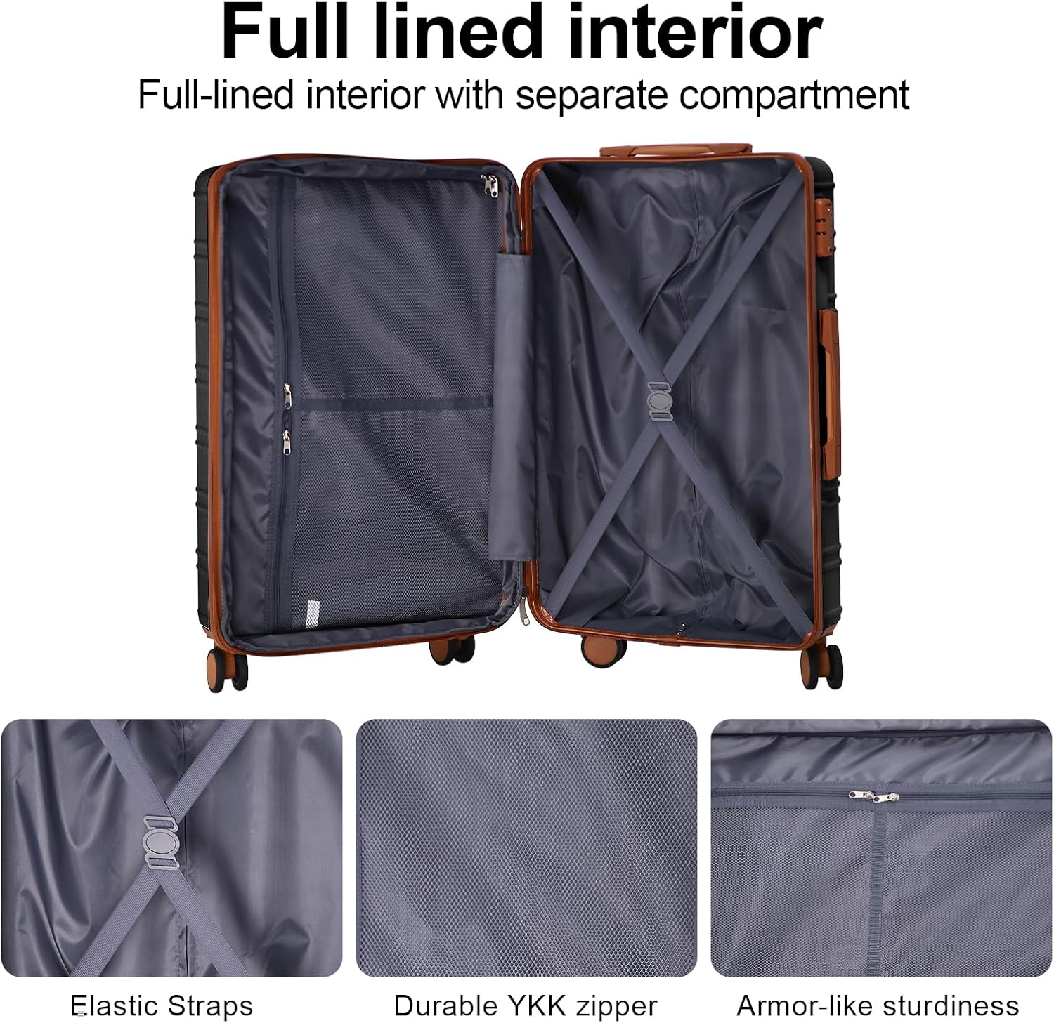 4 Piece Luggage Set Expandable ABS Travel Suitcase Set TSA Lock Hardshell Durable Lightweight Traveling Luggage Sets Gift for Back to School (Black, 28in26in20in13in) - Image 7