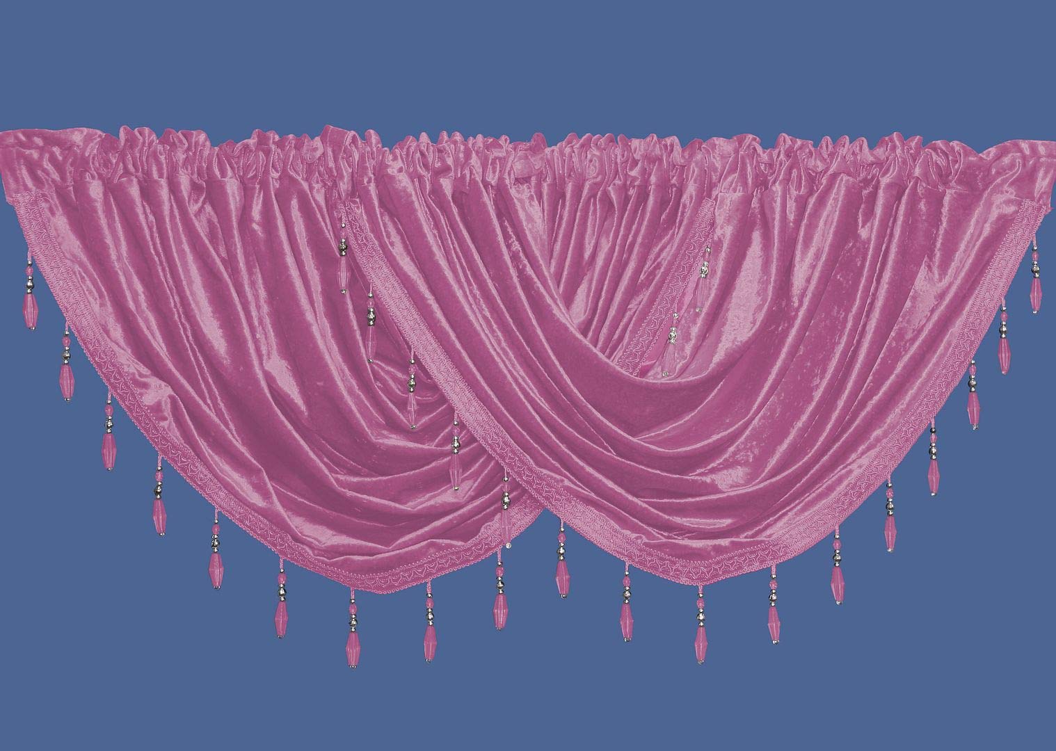 John Aird Velvet Crystal Beaded Curtain Swag (Pink)