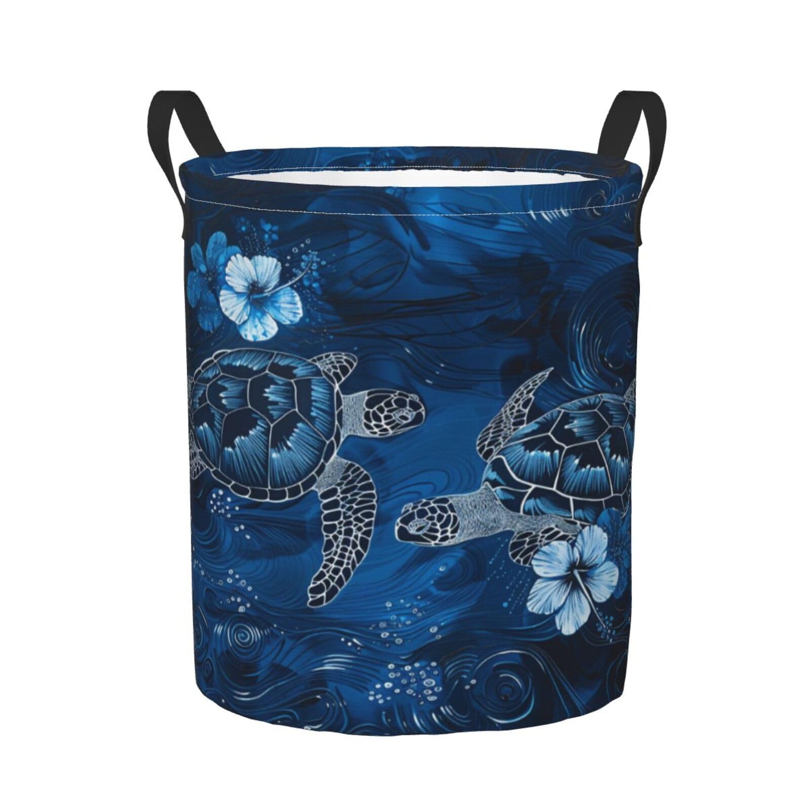 Cesto De Ropa Sucia Flor Azul Tortuga Laundry Basket 40X50Cm