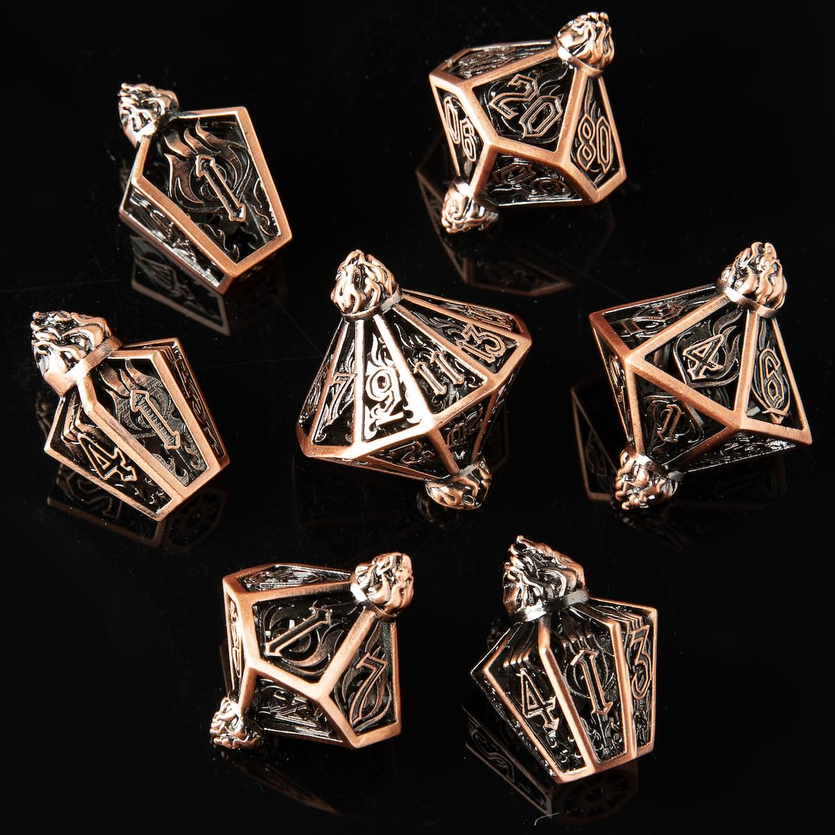 Amazon.co.jp: メタルDNDダイスセット 銅中空多面体ダイスセット  