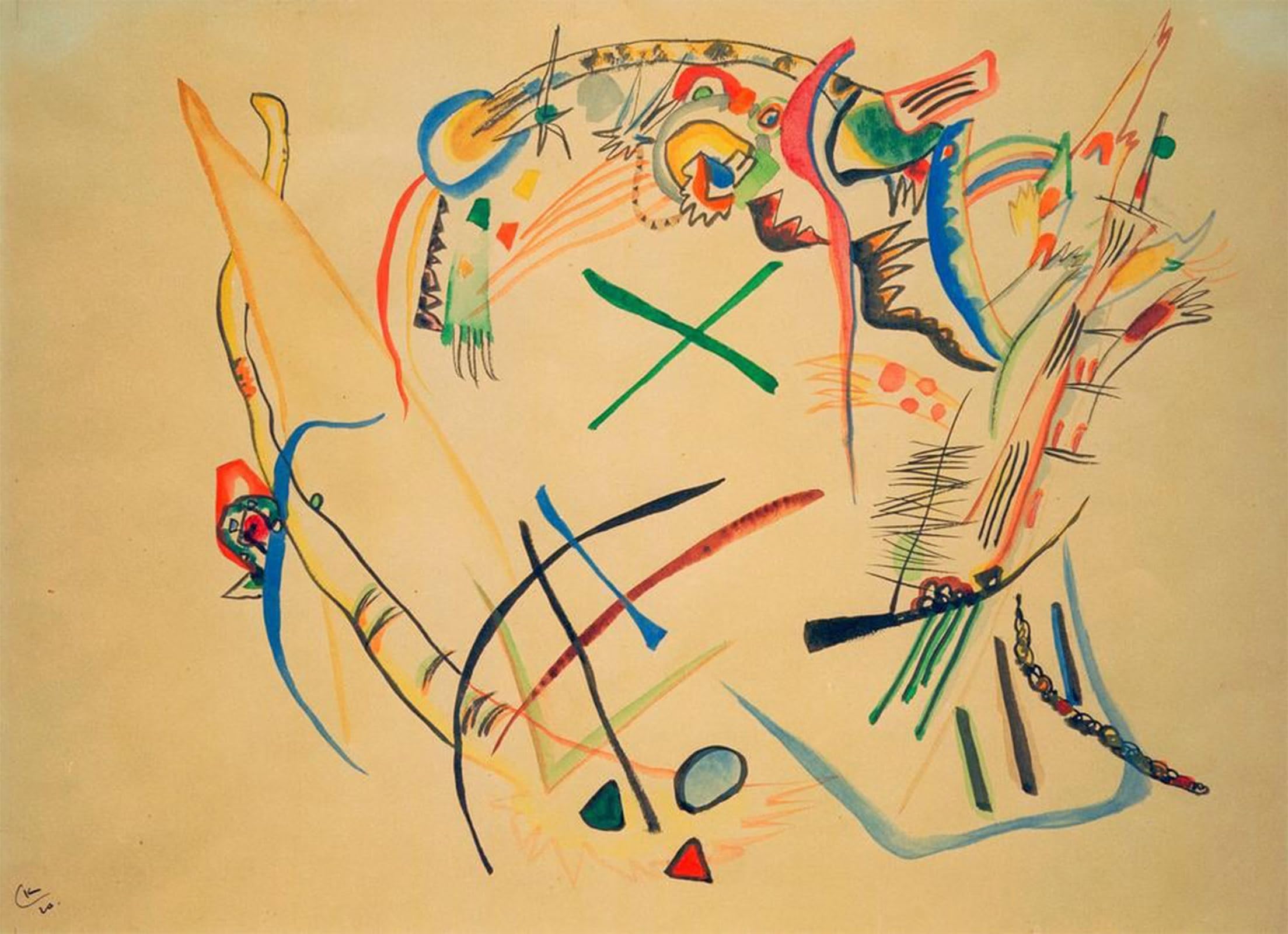 RZHRHJES Famous Painting Poster Art Canvas Print Retro Picture sketch by Wassily Kandinsky Poster Wall Art for Home Decor 60x90cm