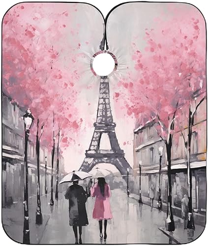 Capa de estilo de peluquería con patrón lindo de dibujos animados, capa de corte de pelo lavable, delantales para mujeres barbería