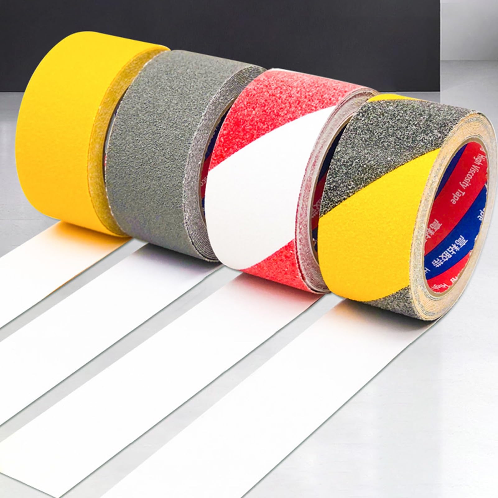 Antidérapage haute traction bande de pneu Ruban antidérapant multicolore 2/4/6 pouces x 16 pieds for escaliers et skateboards(Gray W 6in)