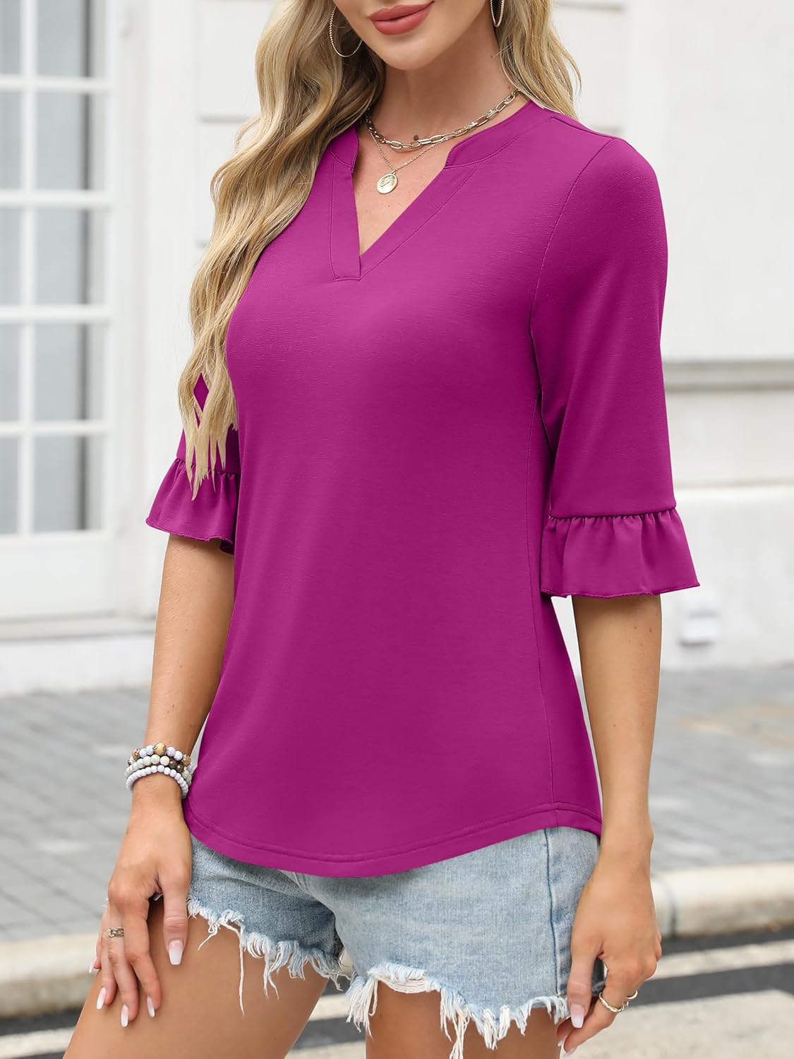 ANRABESS Blouses for Women Dressy Casual 3/4 Sleeve V Neck Shirts Business Work Tunic Tops 2026 Fall Outfits Clothes - Image 5