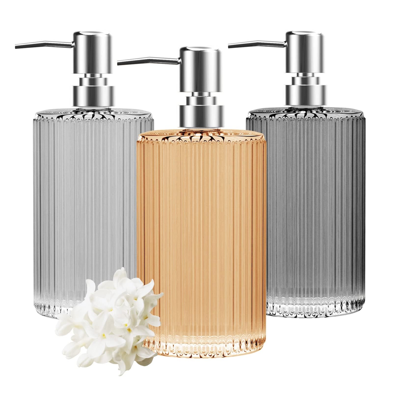 TERRIFIGlass Soap Dispensers - 17 Oz Versatile Lotion and Liquid Soap Dispenser with Pump for Bathroom, Countertop, Kitchen and Laundry Room