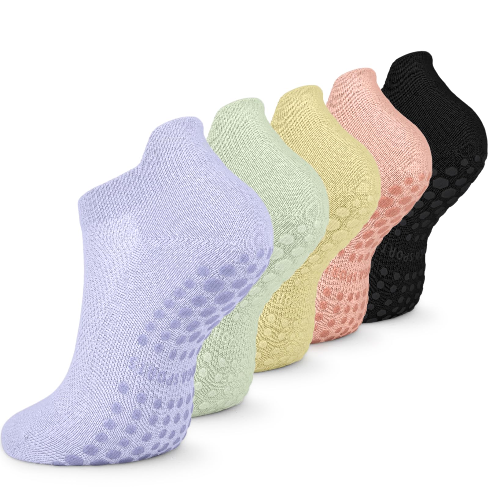 BLONGW5 Pairs Pilates Socks Yoga Socks with Grips for Women Non Slip, Pilates, Workout, Pure Barre, Ballet, Dance, Hospital Socks