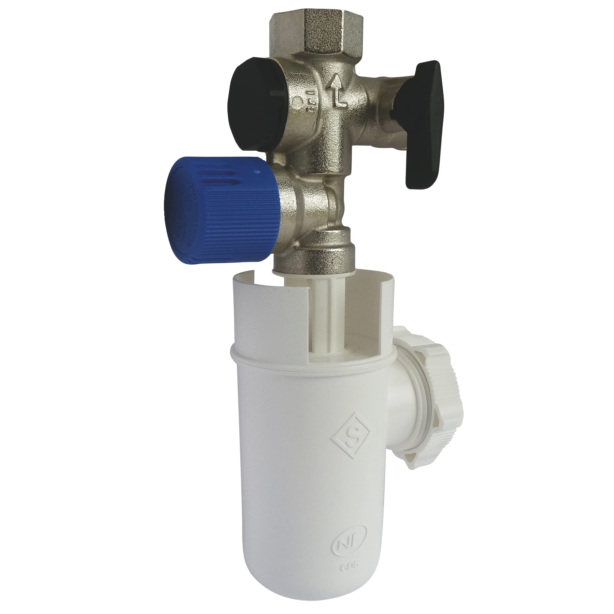 SOMATHERM FOR YOU, Kit NF avec groupe de sécurité en laiton et siphon anti-odeur pour chauffe-eaux à accumulation - Sécurité hydraulique, vanne d'arrêt et clapet anti-retour inclus